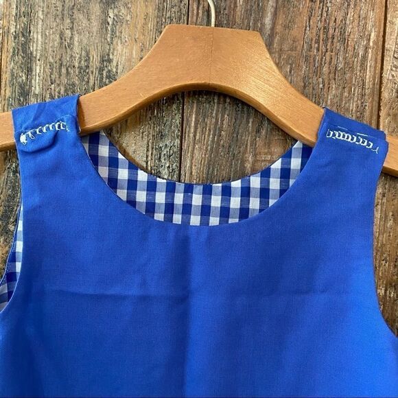 Handmade Baby Toddler Sz 1 Reversible Blue Gingham Summer Sleeveless Beach Dress - Picture 8 of 8